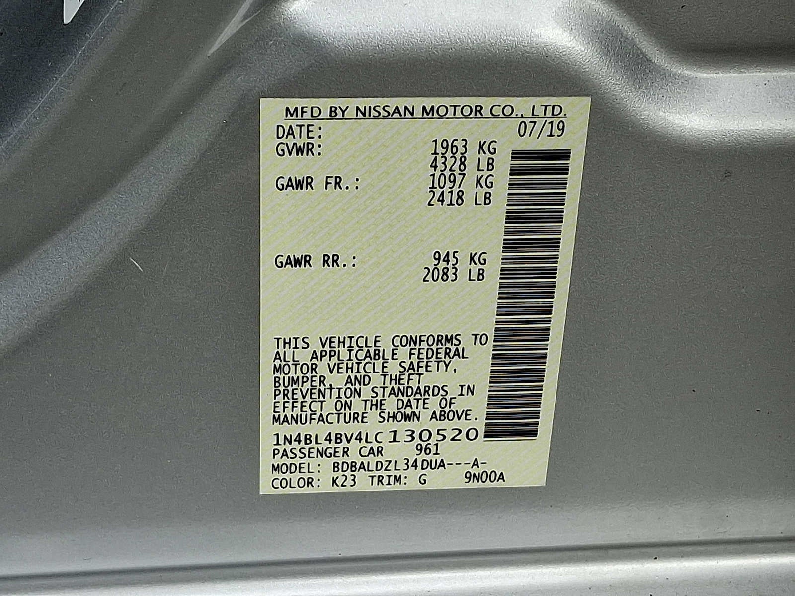 2020 Nissan Altima 2.5 S
